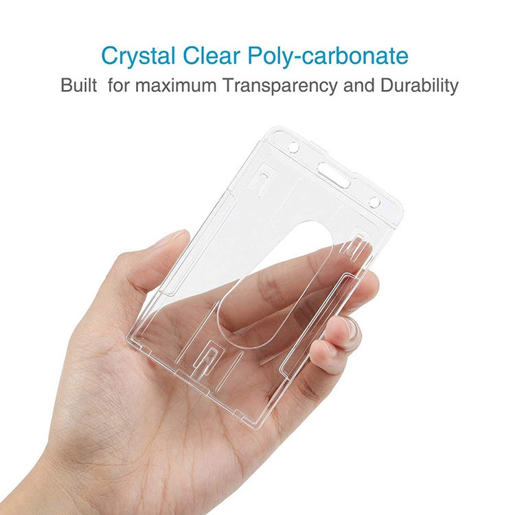 20 PCS Hard Plastic ID Badge Card Holder Integrated Injection Molded Transparent Double-sided Card Holder-Reluova