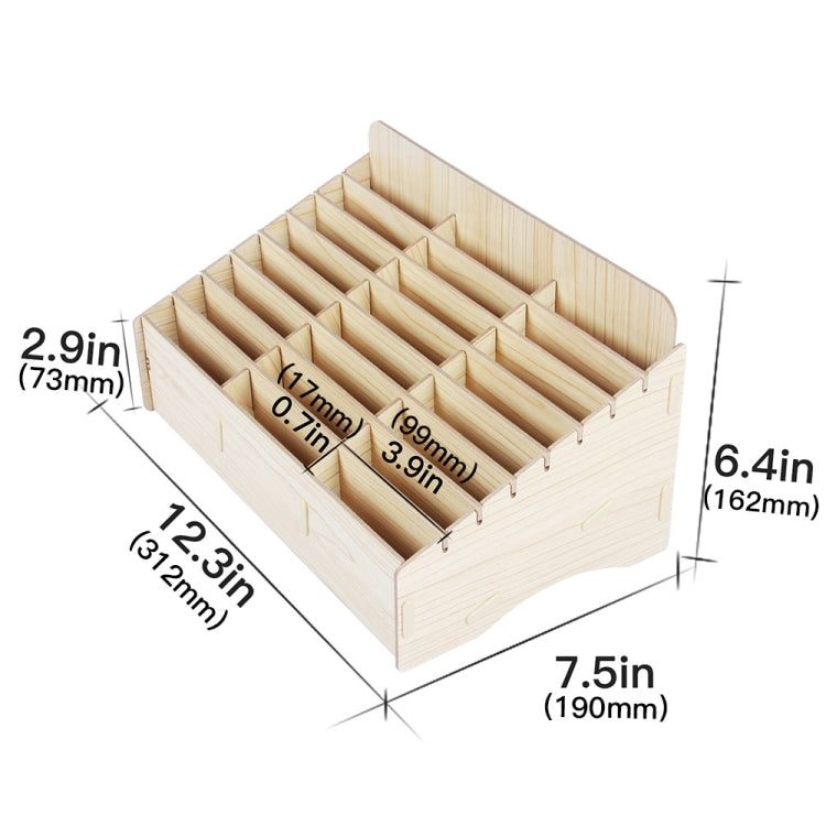 2 PCS Wooden Conference Classroom Mobile Phone Organizer Desktop Storage Box