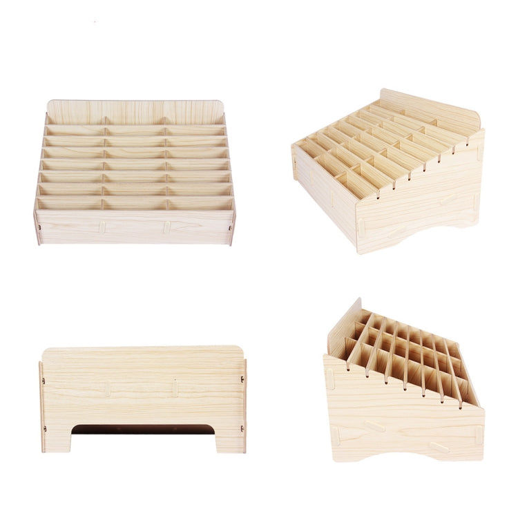 2 PCS Wooden Conference Classroom Mobile Phone Organizer Desktop Storage Box