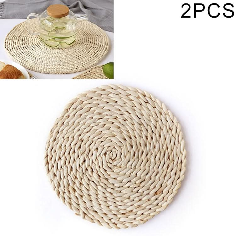 2 PCS Non-slip Natural Corn Woven Thickening Insulated Tea Mat Table Heat-resistant Casserole Mat-Reluova