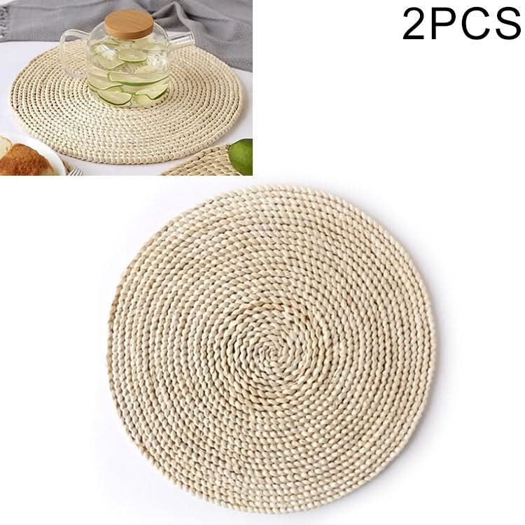 2 PCS Non-slip Natural Corn Woven Thickening Insulated Tea Mat Table Heat-resistant Casserole Mat-Reluova