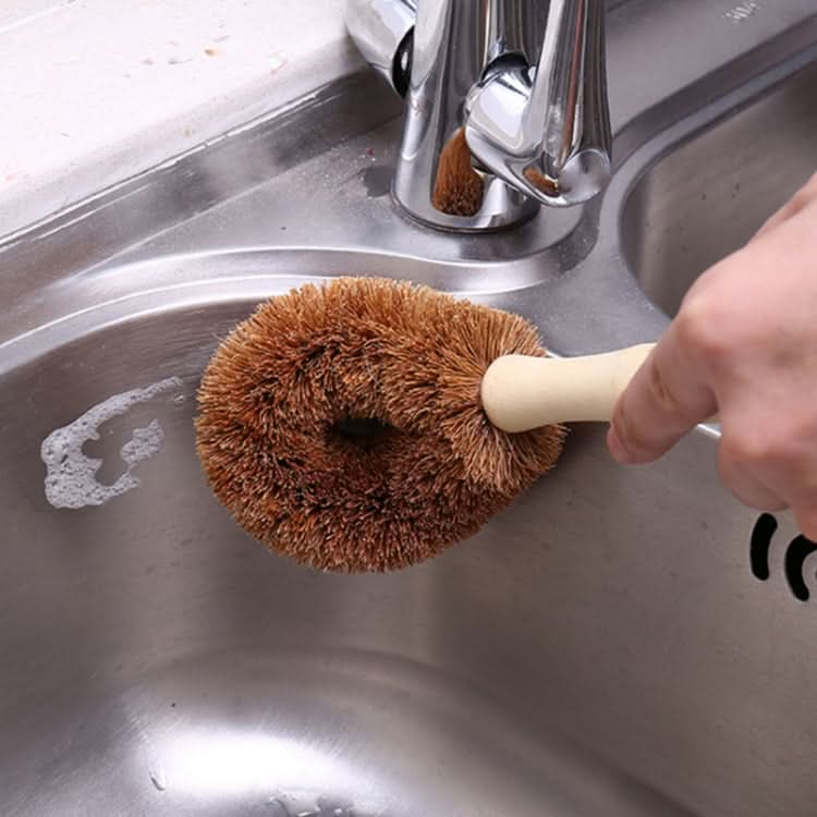 10 PCS Natural Coconut Palm Non-stick Oil Long Handle Pot Brush Cleaning Brush Kitchen Cleaning Tool - Reluova