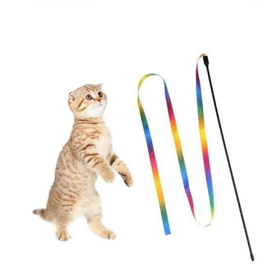 Cat Toy Rainbow Cloth Strip Funny Cat Stick - Reluova