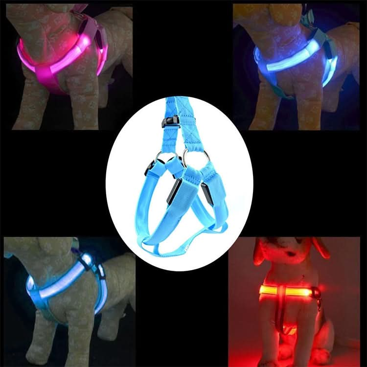 Double Sided LED Light Pet Harness Nylon Cat Dog Chest Strap Leash - Reluova