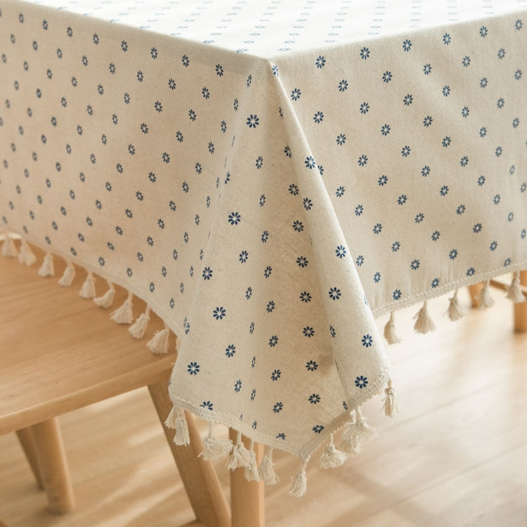 Tassel Lace Daisy Print Cotton Linen Tablecloth, Series 1 My Store