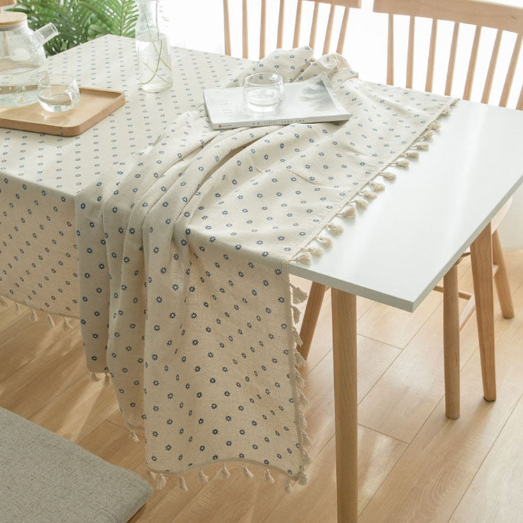 Tassel Lace Daisy Print Cotton Linen Tablecloth, Series 1 My Store