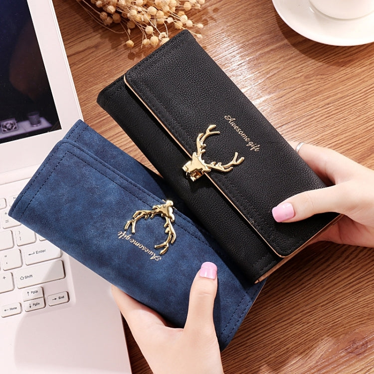 Long Section Three Fold Deer Head Matte Multi-card Wallet My Store