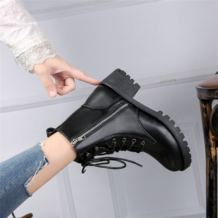 Round Head Low-profile Women Ankle Boots