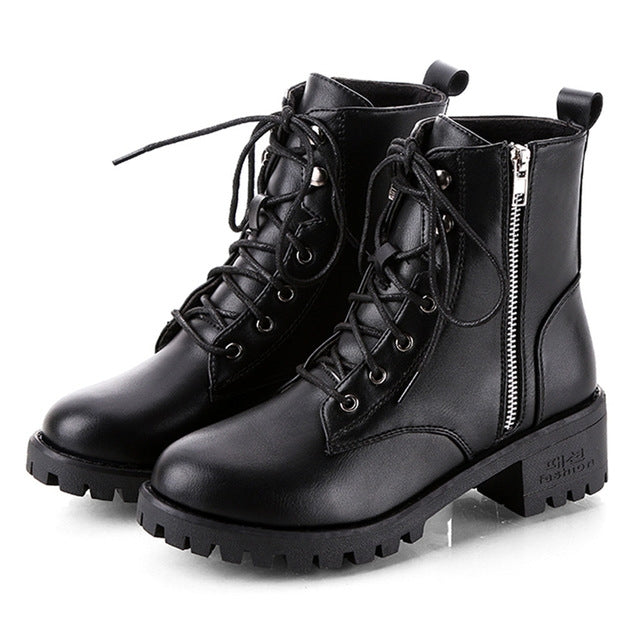 Round Head Low-profile Women Ankle Boots Reluova