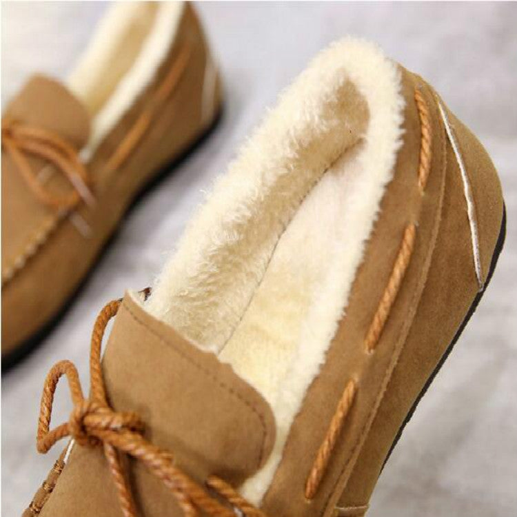 Solid Color Velvet Warm Female Flat Cotton Non-slip Shoes