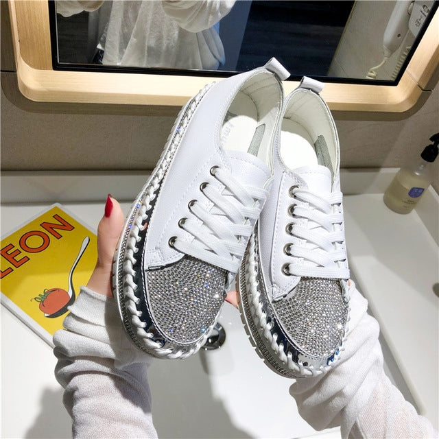 Rhinestone Sponge Cake Platform Shoes