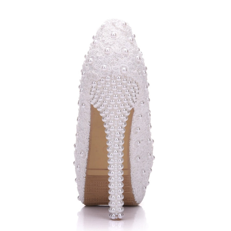 Pearl Lace Wedding Shoes Stiletto Women High Heels Reluova