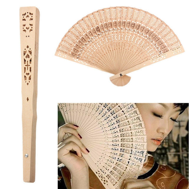 Ancient Style Fragrant Wood Fan Folding Fan Dance Fan Solid Craft Fan, Size:8 inch My Store