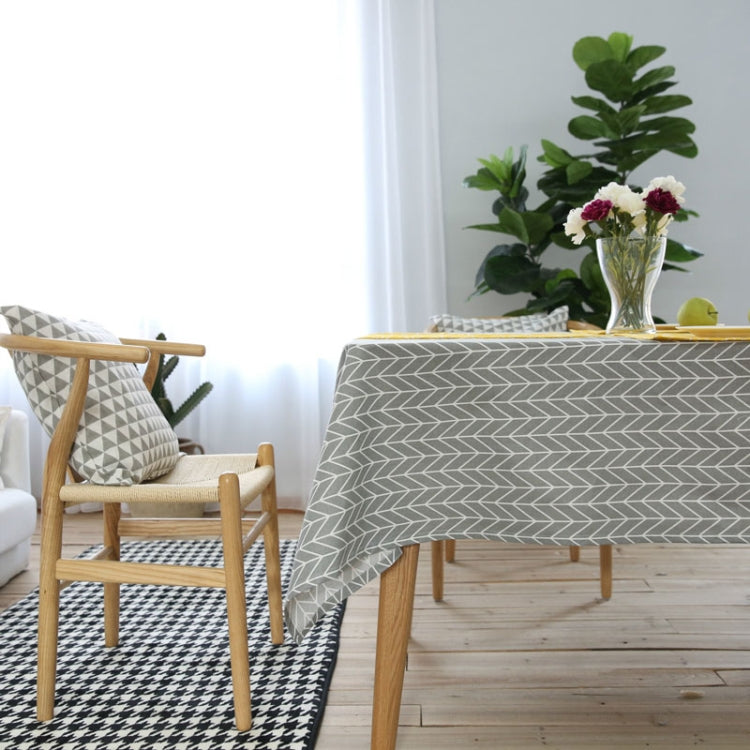 Literary Fresh Geometric Cotton Linen Tablecloth Gray Arrow Rectangular Coffee Table Cloth Desk Cloth My Store