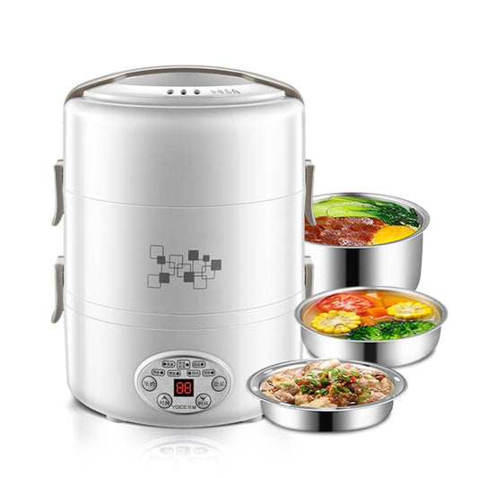 Yoice 220V Multi-function Electric Lunch Box Three-layer Stainless Steel Inner Rice Cooker, CN Plug Reluova