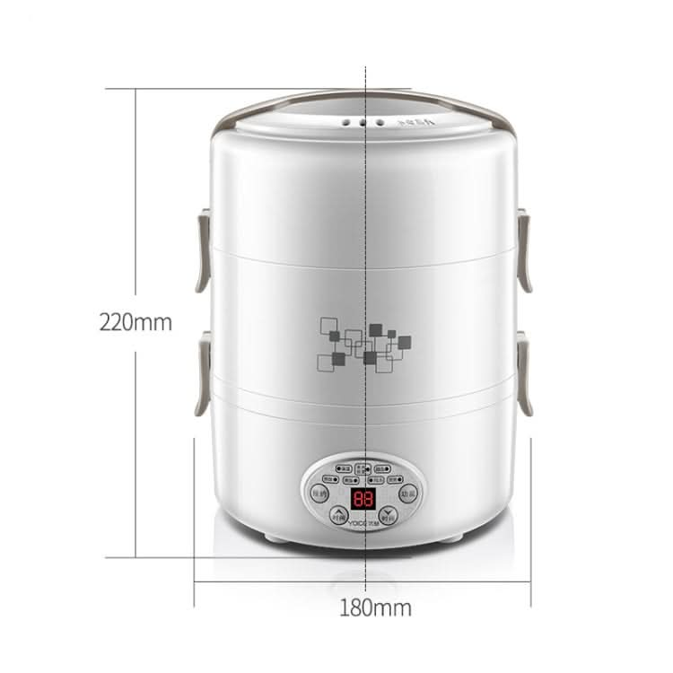 Yoice 220V Multi-function Electric Lunch Box Three-layer Stainless Steel Inner Rice Cooker, CN Plug Reluova