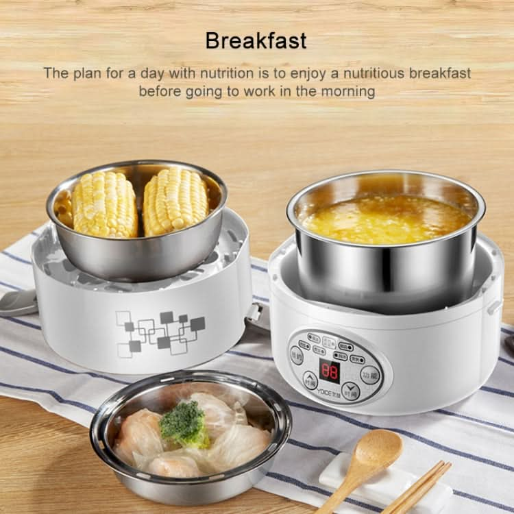 Yoice 220V Multi-function Electric Lunch Box Three-layer Stainless Steel Inner Rice Cooker, CN Plug