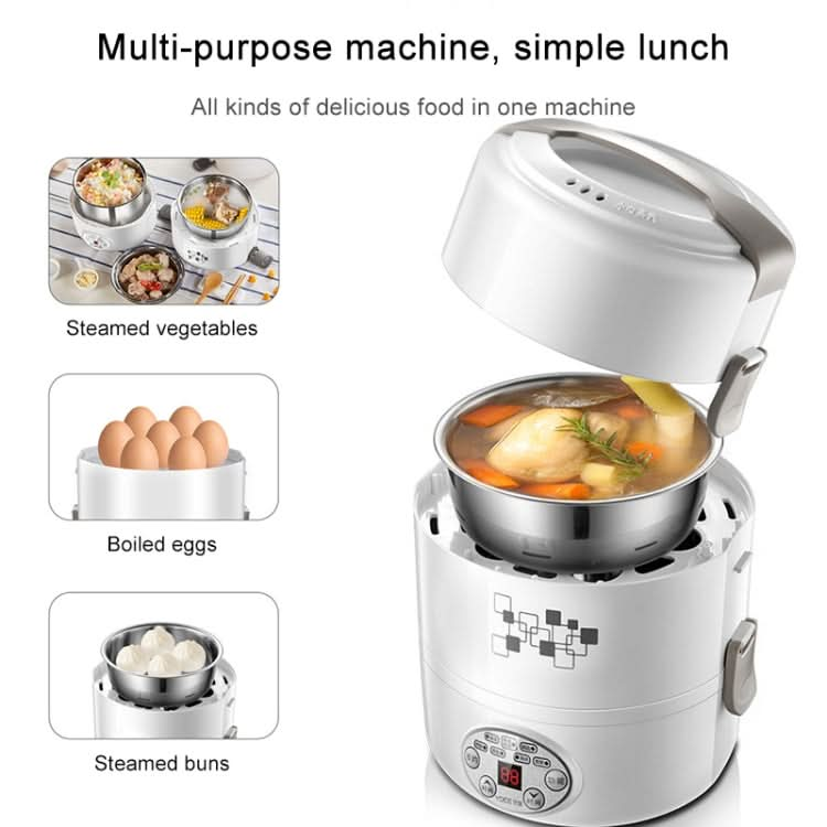 Yoice 220V Multi-function Electric Lunch Box Three-layer Stainless Steel Inner Rice Cooker, CN Plug