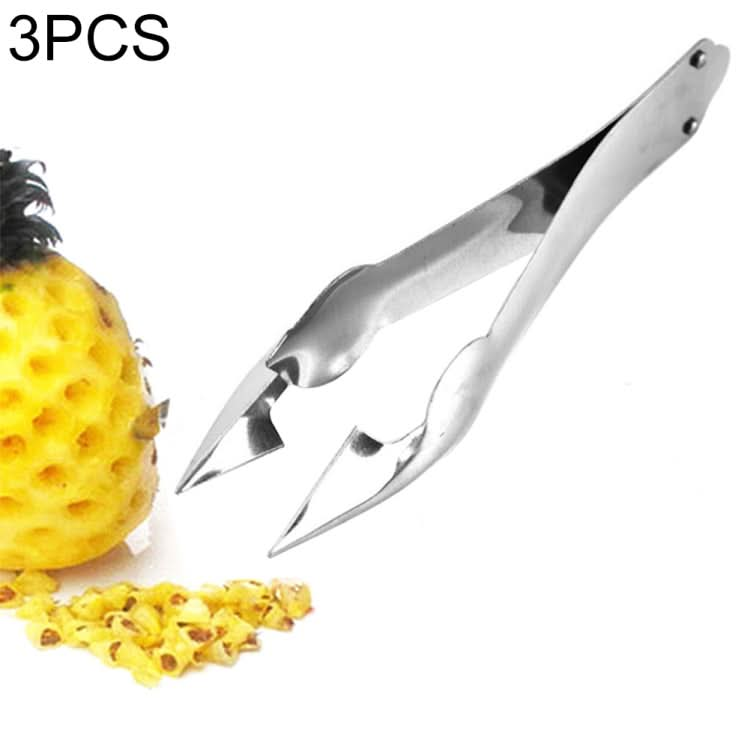 3 PCS Stainless Steel Non-slip Tip Open Blade Pineapple Clip Fruit Eye Digger-Reluova