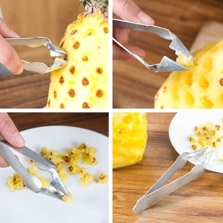 3 PCS Stainless Steel Non-slip Tip Open Blade Pineapple Clip Fruit Eye Digger-Reluova