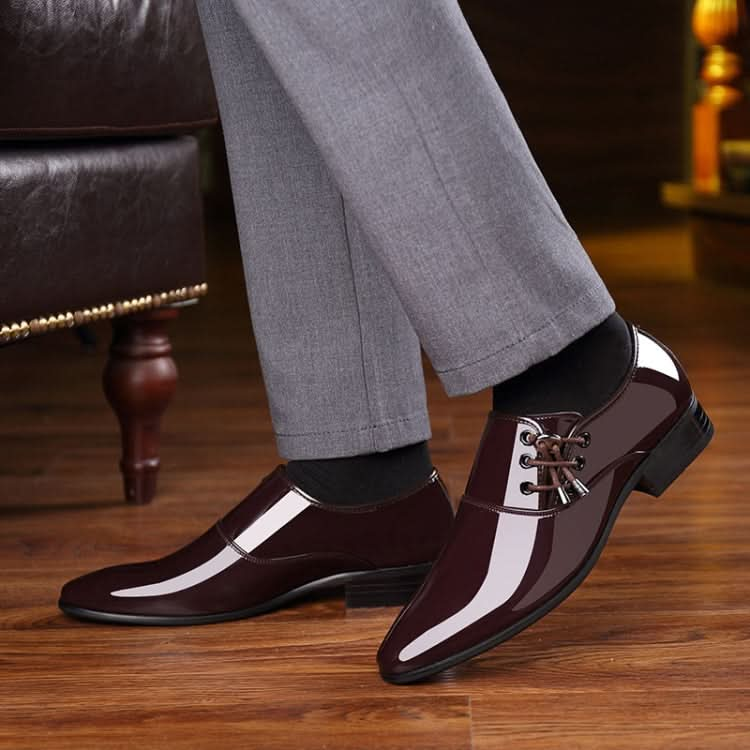 Pointed Business Dress Men Glossy Casual Leather Shoes Reluova