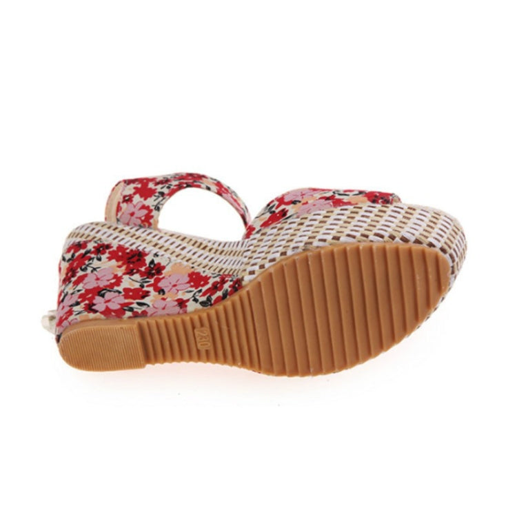 Bohemian Thick-Bottomed Fish Mouth Wedge With High-Heeled Flowers Wild Women's Shoes Reluova