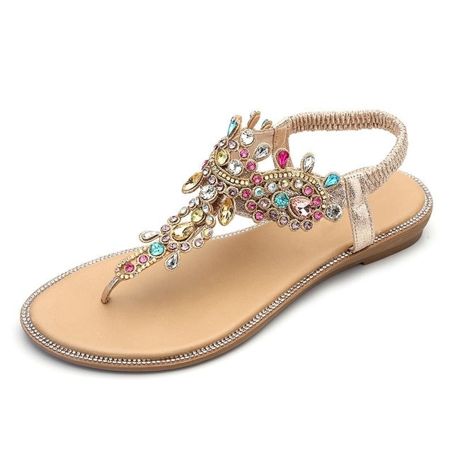 Female Rhinestones Flats sandals Reluova