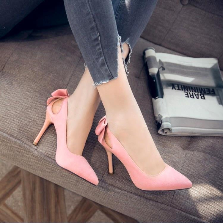 Women Shoes Bow Pointed Toe Stiletto Heels