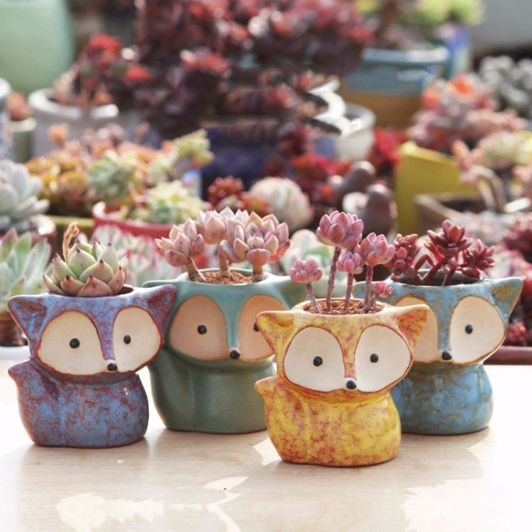 Ceramic Fleshy Flower Pot Succulent Thumb Pot Fox Flower Pot, Random Color Delivery (Without Plants) My Store