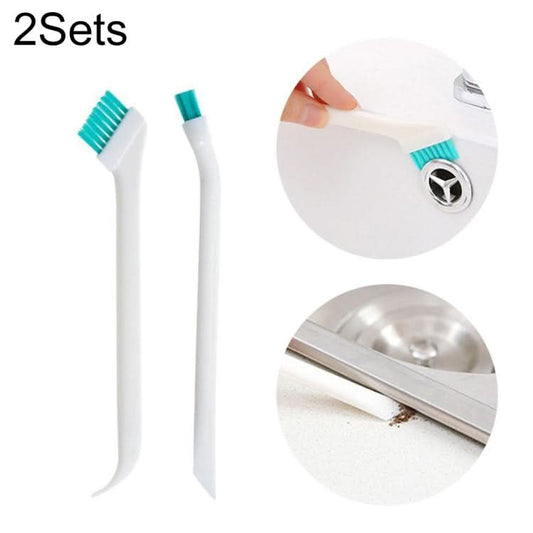 2 Sets 2 in 1 Double Head Door Window Gap Cleaning Brush Cup Brush with Tail Scraper-Reluova