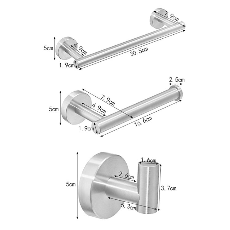 3 In 1 Matte 304 Stainless Steel Towel Bar Paper Towel Rack Hook Bathroom Accessories Bath Shower Set-Reluova