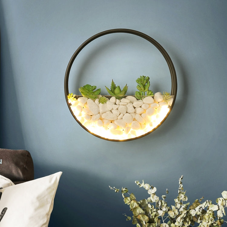 Living Room Background Wall Bedroom Bedside Round Succulent Garden Decorative Wall Lamp My Store