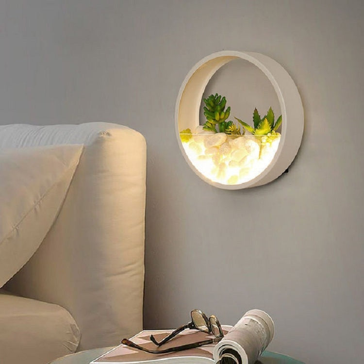 Living Room Background Wall Bedroom Bedside Round Succulent Garden Decorative Wall Lamp My Store