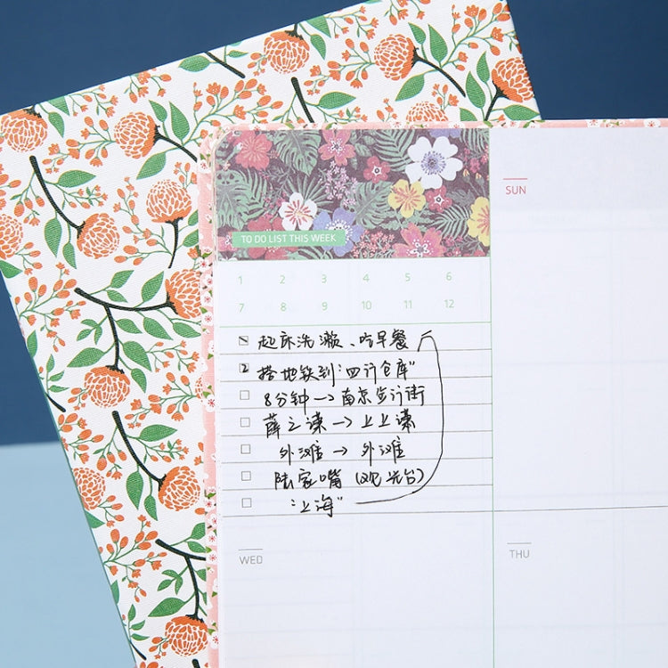 PU Leather Flower Diary Weekly Plan Cute Notepad Small Fresh Business Notebook Office Study Stationery