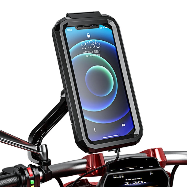 Kewig Bicycle Motorcycle Rearview Mirror Waterproof Box Touch Screen Phone Holder Reluova