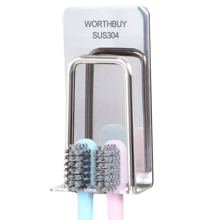 Creative Bathroom Wall Mounted Paste Stainless Steel Toothbrush Cup Holder