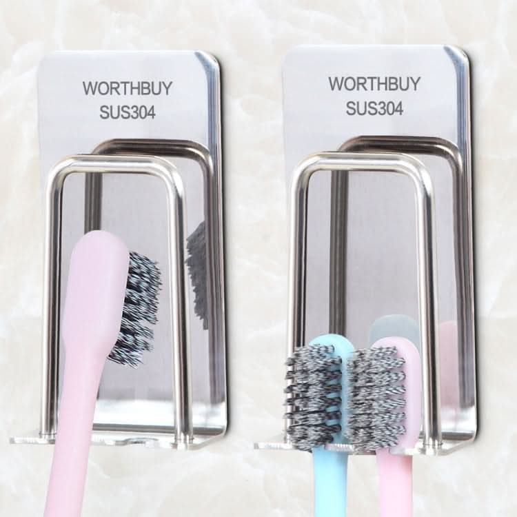 Creative Bathroom Wall Mounted Paste Stainless Steel Toothbrush Cup Holder