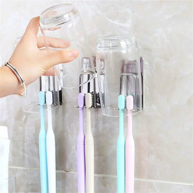 Creative Bathroom Wall Mounted Paste Stainless Steel Toothbrush Cup Holder Reluova