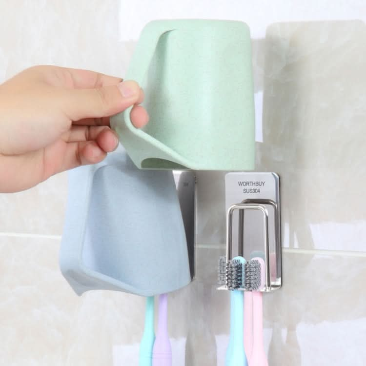 Creative Bathroom Wall Mounted Paste Stainless Steel Toothbrush Cup Holder