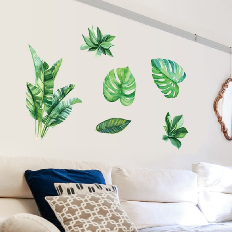 Summer Tropical Green Plant Leaves Living Room TV Wall Refrigerator Closet Decorative Wall Stickers My Store