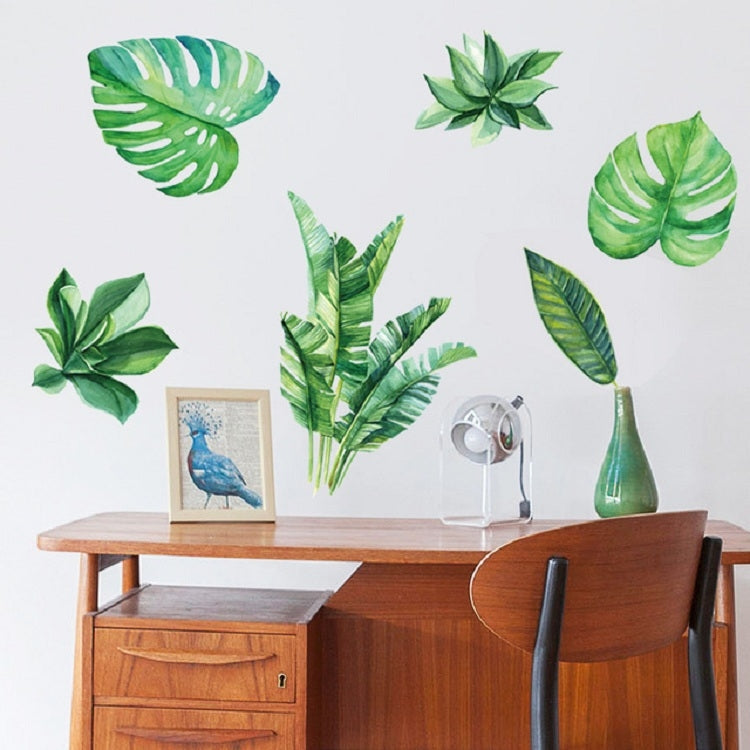 Summer Tropical Green Plant Leaves Living Room TV Wall Refrigerator Closet Decorative Wall Stickers My Store