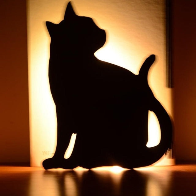 LED Light Control Sound Control Night Light Silhouette Light Shadow Light Cat Wall Light My Store