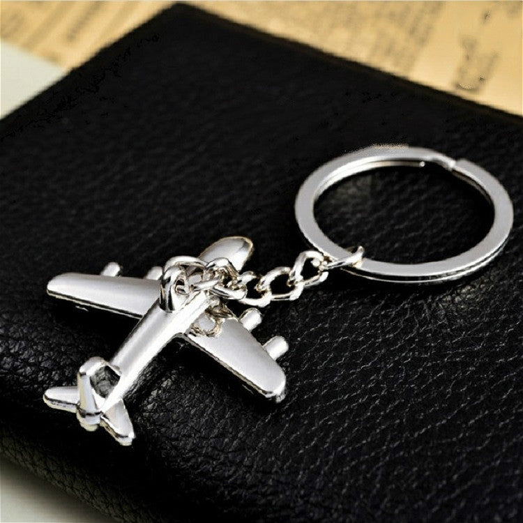 2 PCS Creative Stereo Plane Metal Keychain Bag Pendant Souvenir-Reluova