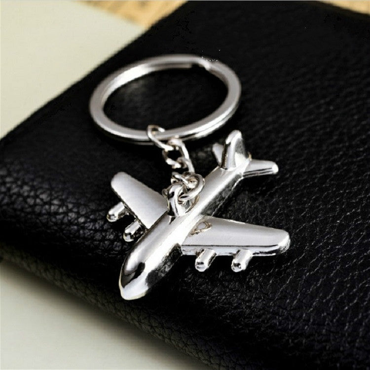 2 PCS Creative Stereo Plane Metal Keychain Bag Pendant Souvenir-Reluova