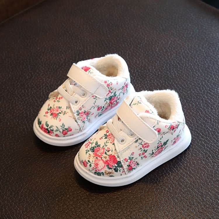 Winter Print Flower PU Leather Infant Warm Snow Boots Reluova