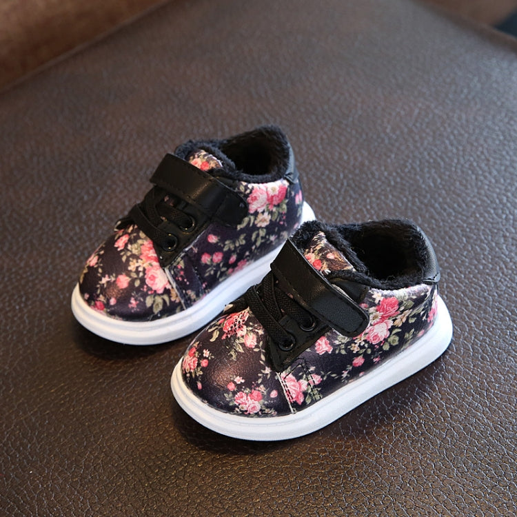 Winter Print Flower PU Leather Infant Warm Snow Boots