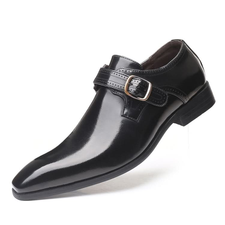 Pointed British Style Men Leather Shoes Buckle Low Heel Shoes Reluova