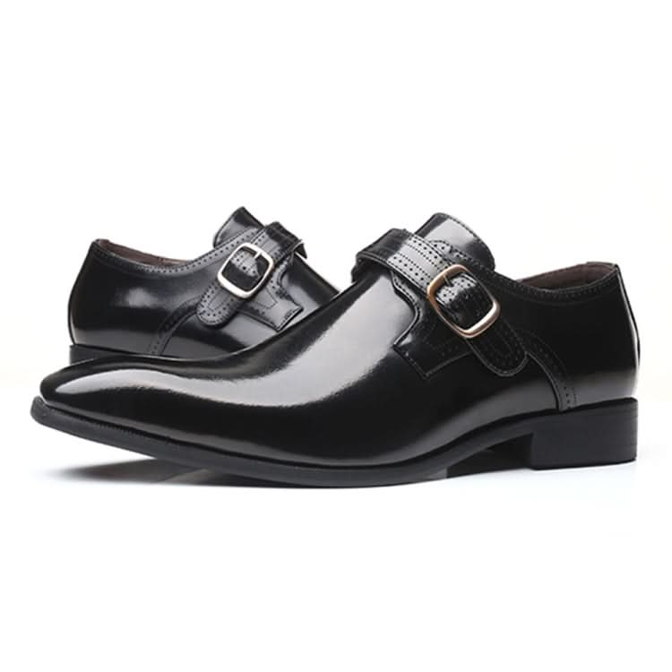 Pointed British Style Men Leather Shoes Buckle Low Heel Shoes Reluova