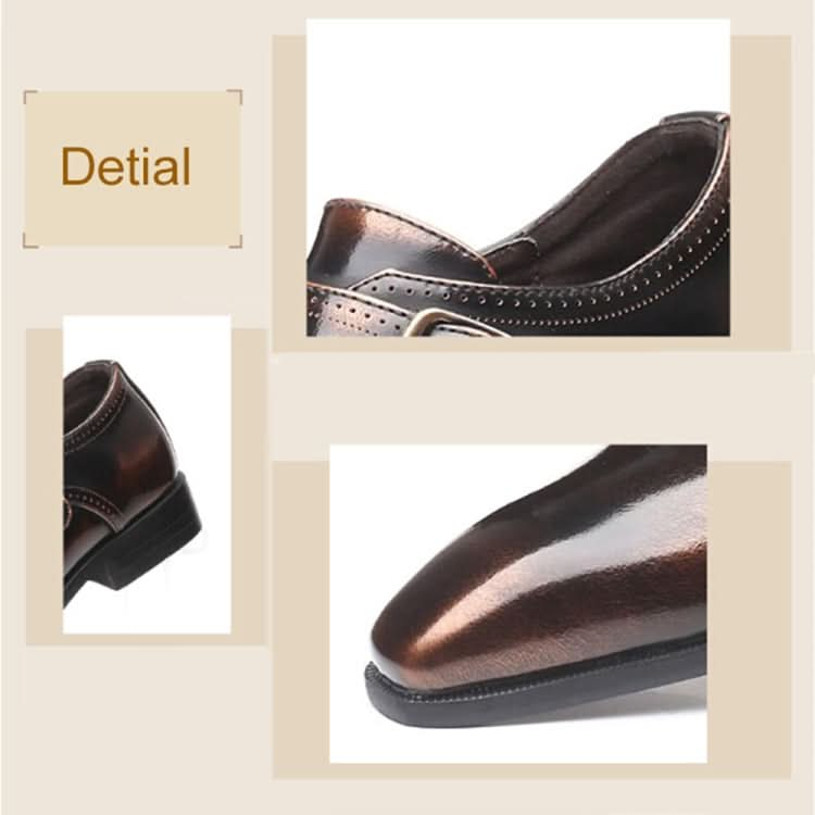 Pointed British Style Men Leather Shoes Buckle Low Heel Shoes Reluova