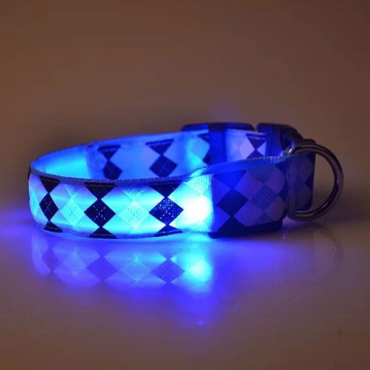 Plaid Pattern Rechargeable LED Glow Light Leads Pet Dog Collar for Small Medium Dogs - Reluova